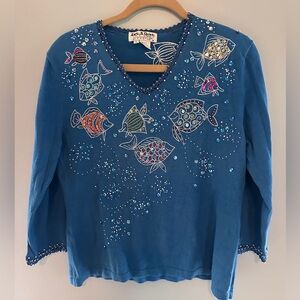 Blue Fish Embellished Sweater